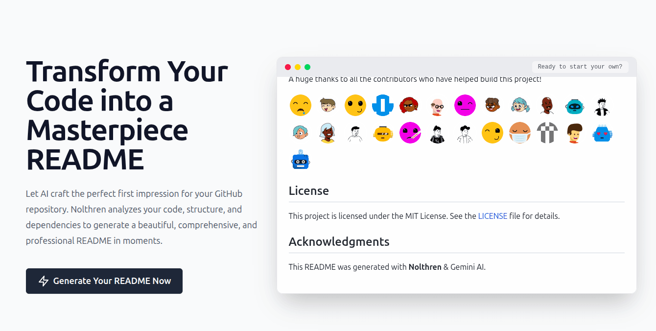 Nolthren | GitHub Readme Generator preview
